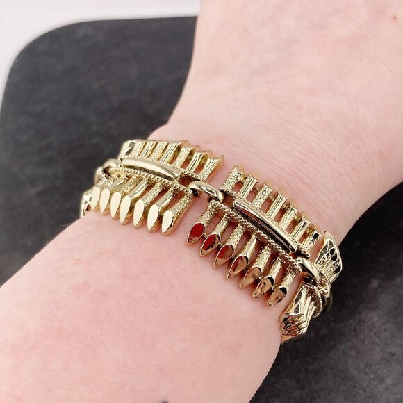 CORO PEGASUS Vintage light silvery gold tone metal picket fence link bracelet - Picture 2 of 10